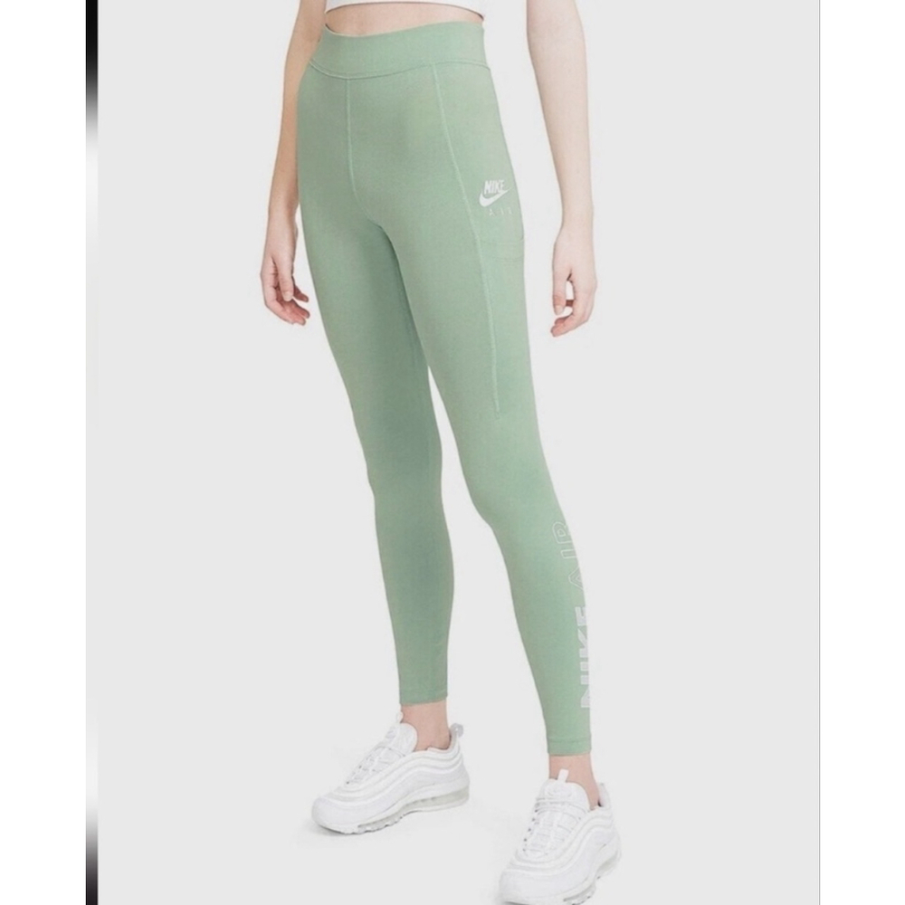 Nike Air High-Waisted Leggings Green Plus Size 1X Side Pocket Athletic